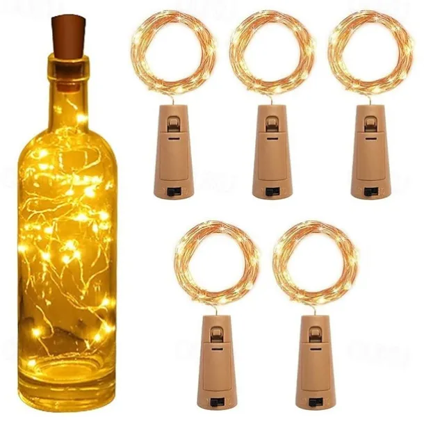 5pcs String Led Wine Bottle with Cork 2M 20 LEDs Bottle Lights Battery Cork for Party Wedding Christmas Halloween Bar Decor