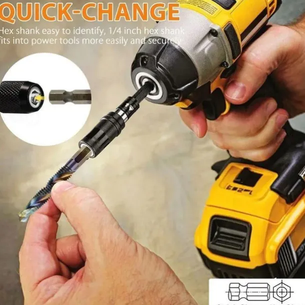 12pcs Tap Drill Bit Cone Drill HSS Metric Blue Replacement Screw Thread