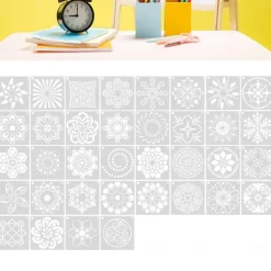 36pcs Templates Stencil Set, Reusable Craft Stencils, Mandala Stencils, Laser Cutting Painting Stencils For DIY Painting Art Scrapbook, Wood, Paper, Furniture, Door, Floor Wall, 9x9cm(3.5*3.5in)
