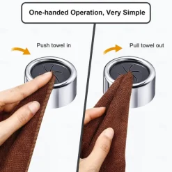 2pcs Towel Holder, Self Adhesive Wall Dish Towel Hook, Round Wall Mount Towel Holder For Bathroom, Kitchen And Home, Wall, Cabinet, Garage, No Drilling Required