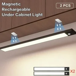 1/2pcs Ultra-thin Motion Sensor LED Night Light Cabinet Light Three-color Dimmable USB Charging Wardrobe Kitchen Home Lighting 20/30/40/50cm