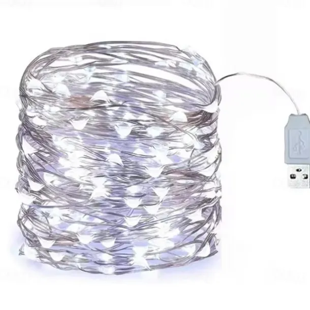2pcs USB LED String Lights, Copper/Silver Wire Waterproof Fairy Lights 2m 3m 5m 10m 20m for Christmas, Wedding, Party Decor