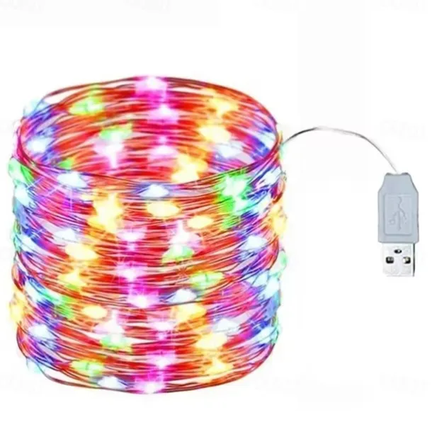 2pcs USB LED String Lights, Copper/Silver Wire Waterproof Fairy Lights 2m 3m 5m 10m 20m for Christmas, Wedding, Party Decor