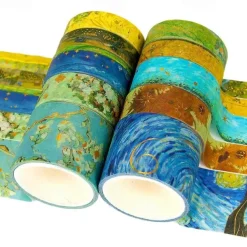 10pcs Van Gogh Washi Tape Set, Decorative Adhesive For DIY Crafts, Gift Wrapping, Scrapbooking Supplies, Bullet Journals, Planners, Party Decorations