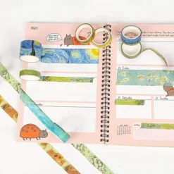10pcs Van Gogh Washi Tape Set, Decorative Adhesive For DIY Crafts, Gift Wrapping, Scrapbooking Supplies, Bullet Journals, Planners, Party Decorations