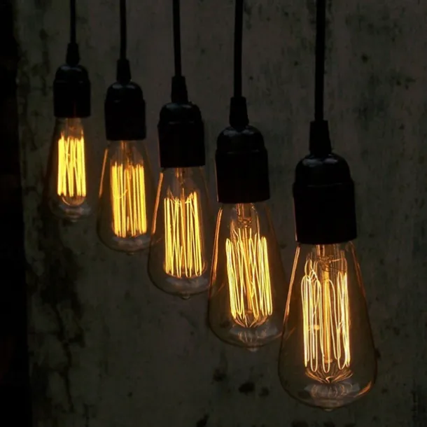 6pcs 40W Edison Vintage Incandescent Light Bulb Dimmable E26 E27 ST64 Candelabra Filament Amber Warm White for Lighting Fixture 220V 110V