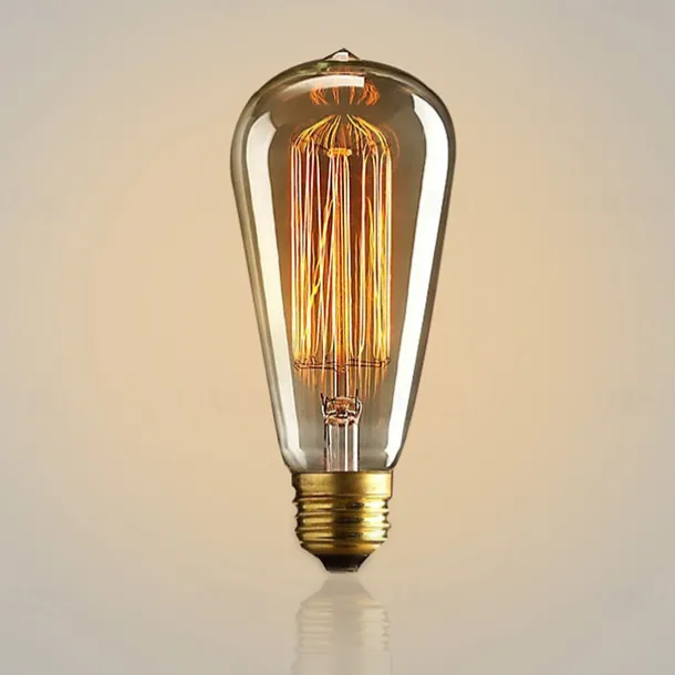 6pcs 40W Edison Vintage Incandescent Light Bulb Dimmable E26 E27 ST64 Candelabra Filament Amber Warm White for Lighting Fixture 220V 110V