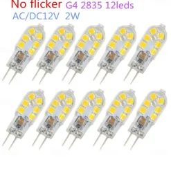 10pcs 2W G4 LED Bulb SMD2835 12leds Bi-Pin Base 20W Halogen Bulb Equivalent AC/DC 12 Volt Warm White White 3000K 6000k 360 Degree