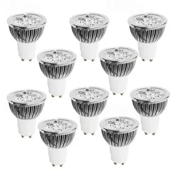 10pcs 4W GU10 LED Light Bulb Cup Spotlight Cold White Warm White Natural Light AC85-265V 40W Halogen Equivalent
