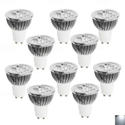 10pcs 4W GU10 LED Light Bulb Cup Spotlight Cold White Warm White Natural Light AC85-265V 40W Halogen Equivalent