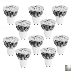 10pcs 4W GU10 LED Light Bulb Cup Spotlight Cold White Warm White Natural Light AC85-265V 40W Halogen Equivalent