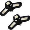 2pcs 80w LED Garage Ceiling Light Deformable 3 Adjustable Panels E26 E27 for Home Warehouse Workshop Lamp Warm White AC85-265V