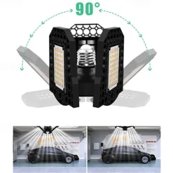2pcs 80w LED Garage Ceiling Light Deformable 3 Adjustable Panels E26 E27 for Home Warehouse Workshop Lamp Warm White AC85-265V