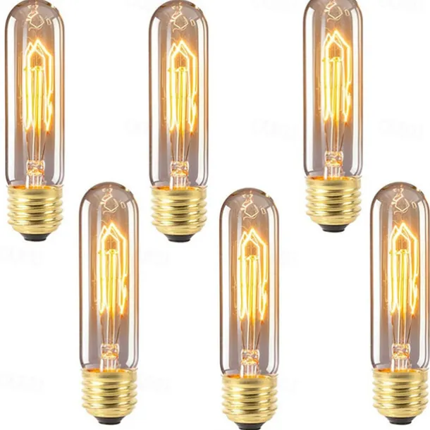 6pcs 40W Vintage Edison Lamps T10 E27/E14 Dimmable Incandescent Industrial Bulb Antique Retro Lamp Light AC220-240V for Home