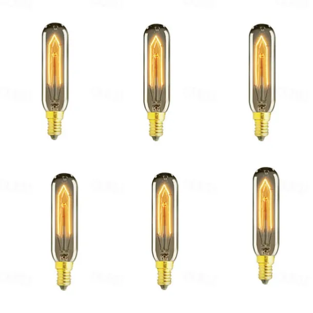 6pcs 40W Vintage Edison Lamps T10 E27/E14 Dimmable Incandescent Industrial Bulb Antique Retro Lamp Light AC220-240V for Home