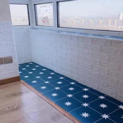 5pcs Wallpaper 3D Brick Self-Adhesive Wall Panels White Modern Waterproof Stone Look Wallpaper Foam Wall Sticker for Bathroom Bedroom Living Room Balcony Kitchen