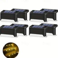 6pcs Waterproof Solar Deck Lights, Outdoor LED Solar Step Lights for Railing, Deck, Patio, Yard, Column, Fence, Stairs and Driveway (Warm Light/White Light)