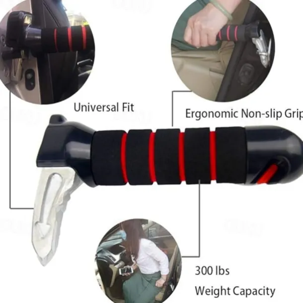 2pcs Window Breaker Portable Door Auxiliary Handle Multi-function Seat Belt Cutter for The Elderly