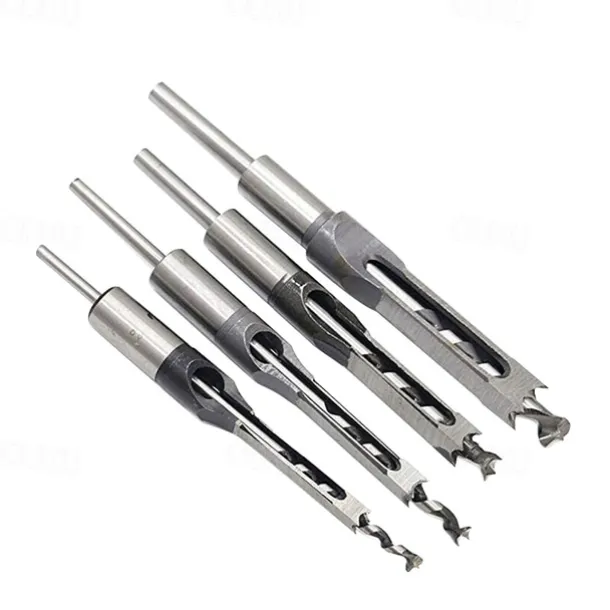 4pcs Woodworking Bit Hole Drill Carpenter Square Drill Bit Tool Guide Positioner 1/2, 1/4, 5/16, 3/8 Inch