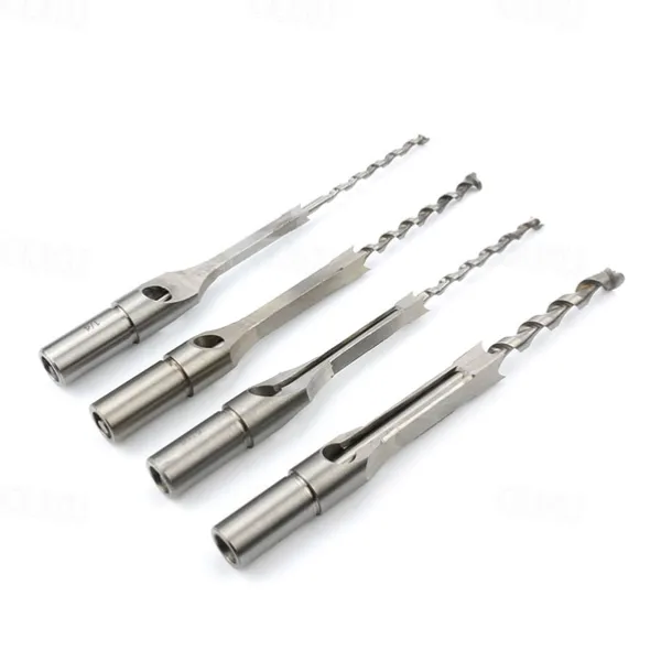 4pcs Woodworking Bit Hole Drill Carpenter Square Drill Bit Tool Guide Positioner 1/2, 1/4, 5/16, 3/8 Inch