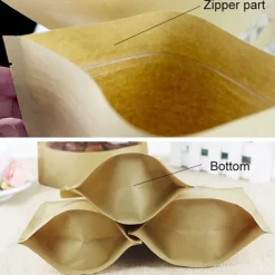 100pcs/lot Kraft Paper Bag Self Sealing Stand Up Bags With Transparent Window For Dried Food/Snack/Fruit/Tea/Gift Packaging