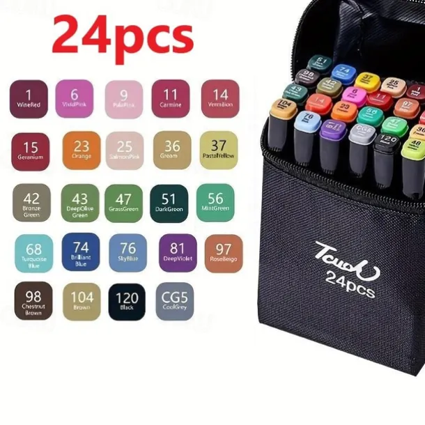 12pcs-262pcs Color Art Markers Double-ended Sketch Markers Set For Drawing Comics Design HalloweenThanksgiving And Christmas Gift