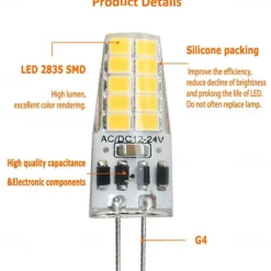 6pcs/10pcs Dimmable LED Bulb G4 GY6.35 AC/DC12-24V 3W 20LED Energy Saving Silicone Light 360 degrees Replace Halogen Lamp