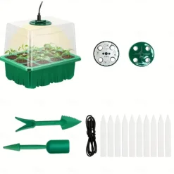 1pcs/5pcs LED Grow Lights Seed Starter Tray with Grow Light Plant Starter Tray Seedling Starter Kit with Humidity Domes Base Indoor Greenhouse Mini Propagator Station for Seeds Growing Starting