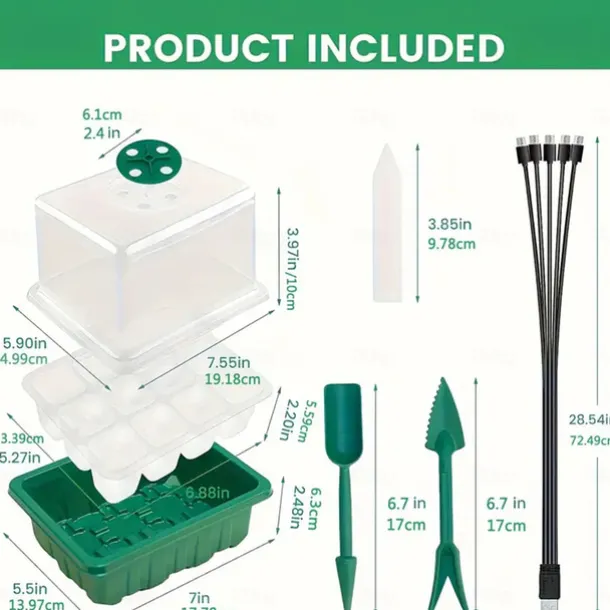 1pcs/5pcs LED Grow Lights Seed Starter Tray with Grow Light Plant Starter Tray Seedling Starter Kit with Humidity Domes Base Indoor Greenhouse Mini Propagator Station for Seeds Growing Starting