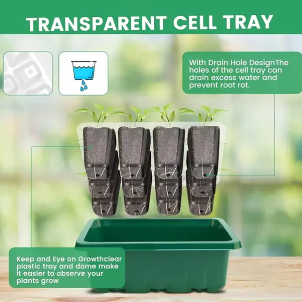 1pcs/5pcs LED Grow Lights Seed Starter Tray with Grow Light Plant Starter Tray Seedling Starter Kit with Humidity Domes Base Indoor Greenhouse Mini Propagator Station for Seeds Growing Starting