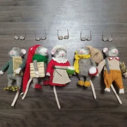 5pcs/Set Christmas Needle Felted Mouse Cute Needle Felted Culture Mouse Kit Handmade Needle Felt Mice for Winter Christmas Wool Felt