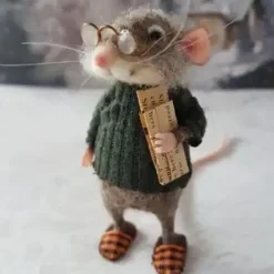 5pcs/Set Christmas Needle Felted Mouse Cute Needle Felted Culture Mouse Kit Handmade Needle Felt Mice for Winter Christmas Wool Felt
