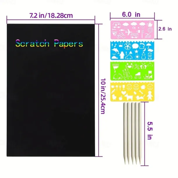 28pcs/set DIY Variety Magic Ruler Colorful Scratch Painting Set Fun Puzzle Magic Hand Copy Drawing Tools