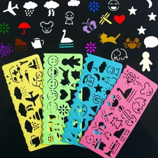 4Pcs/set Drawing Toys Tool Baby Kids Stationery Ruler School Painting Supplies Drafting Tool Art Drawing Template Random Color