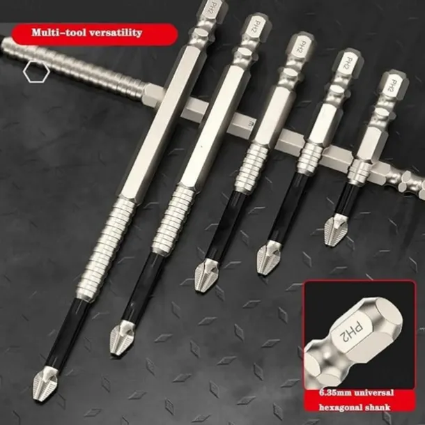 6pcs/Set High-Magnetic Screwdriver Drill Bit Set, Anti-Slip Cross Head Bits, S2 Material High-Strength PH2 Bits for Precision Screwing