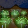 5pcs/set Outdoor Solar Fireworks Lights, 120LED Lawn Flower Lights, Outdoor Waterproof Solar Garden Fireworks Lights with Remote Control, Suitable for Villa Garden, Yard Balcony, Pathway Lawn, Holiday