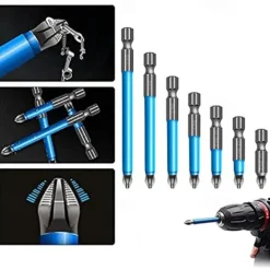7pcs/set S2 Anti Slip Long Reach Screwdriver BitsBits Precision PH2 Single Cross Head Bits Magnetic Phillips Screwdriver Bits for 25~150mm Screw Hex Shank Screwdriver Bits