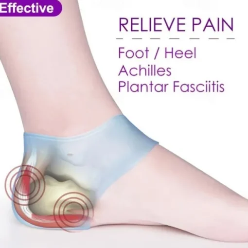 2pcs/set Silicone Gel Heel Protectors for Foot Pain Relief – Breathable and Cushioning Support for Cracked Heels, Heel Spurs, and Plantar Fasciitis