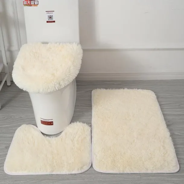 3Pcs/set Soft Solid Color Bath Mat Non-slip Non-slip Bath WC Carpets Rectangle U-shape Bathroom Toilet Rugs Floor Mat Door Mat