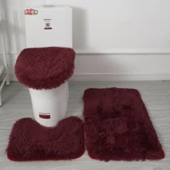 3Pcs/set Soft Solid Color Bath Mat Non-slip Non-slip Bath WC Carpets Rectangle U-shape Bathroom Toilet Rugs Floor Mat Door Mat