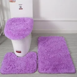 3Pcs/set Soft Solid Color Bath Mat Non-slip Non-slip Bath WC Carpets Rectangle U-shape Bathroom Toilet Rugs Floor Mat Door Mat