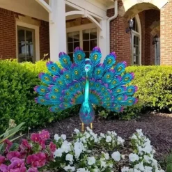 Peacock Statue Decor - 2023 Newest Metal Peacock Outdoor Beautiful Peacock Statue Garden Decor, Realistic Animal Peacock Outdoor Statue for Yard Home Art Lawn Decor