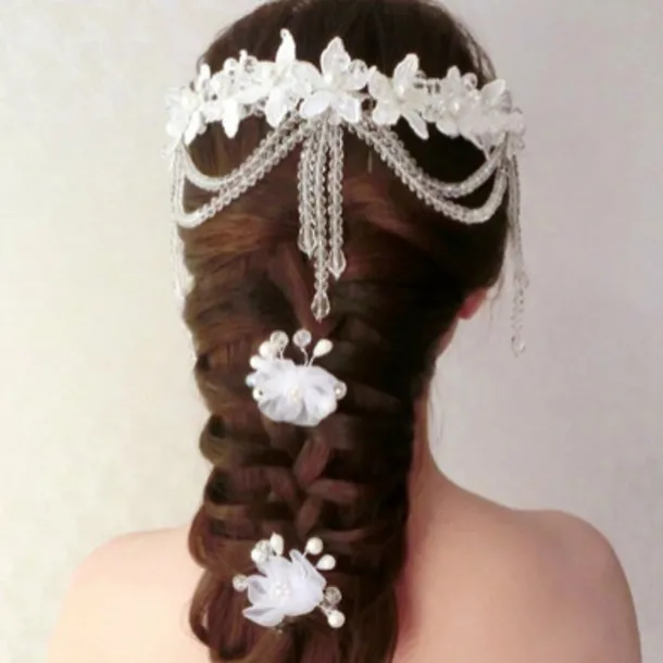 Pearl / Crystal / Fabric Crown Tiaras / Headbands / Flowers with 1 Piece Wedding / Special Occasion / Party / Evening Headpiece / Hair Pin