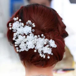 Pearl / Crystal / Fabric Crown Tiaras / Headbands / Flowers with 1 Piece Wedding / Special Occasion / Party / Evening Headpiece / Hair Pin