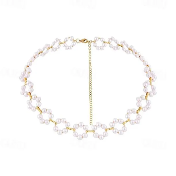 Pearl Necklace Imitation Pearl Women's Artistic Sweet Beads Wedding Circle Necklace For Wedding Party