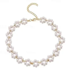 Pearl Necklace Imitation Pearl Women's Artistic Sweet Beads Wedding Circle Necklace For Wedding Party