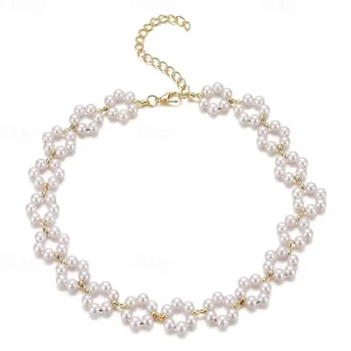 Pearl Necklace Imitation Pearl Women's Artistic Sweet Beads Wedding Circle Necklace For Wedding Party