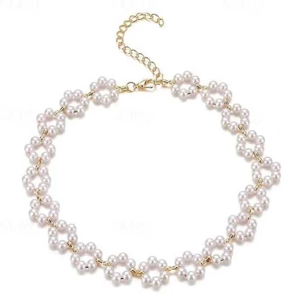 Pearl Necklace Imitation Pearl Women's Artistic Sweet Beads Wedding Circle Necklace For Wedding Party