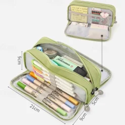 Pencil Cases Wear-Resistant Multifunction With Zipper Canvas for School Office Student, Back to School Gift