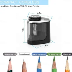 Pencil Sharpener Electric Pencil Sharpeners Blade to Fast Sharpen Suitable for Colored Pencils(6-8mm) School Pencil Sharpener/Classroom/Office/Home, Back to School Gift